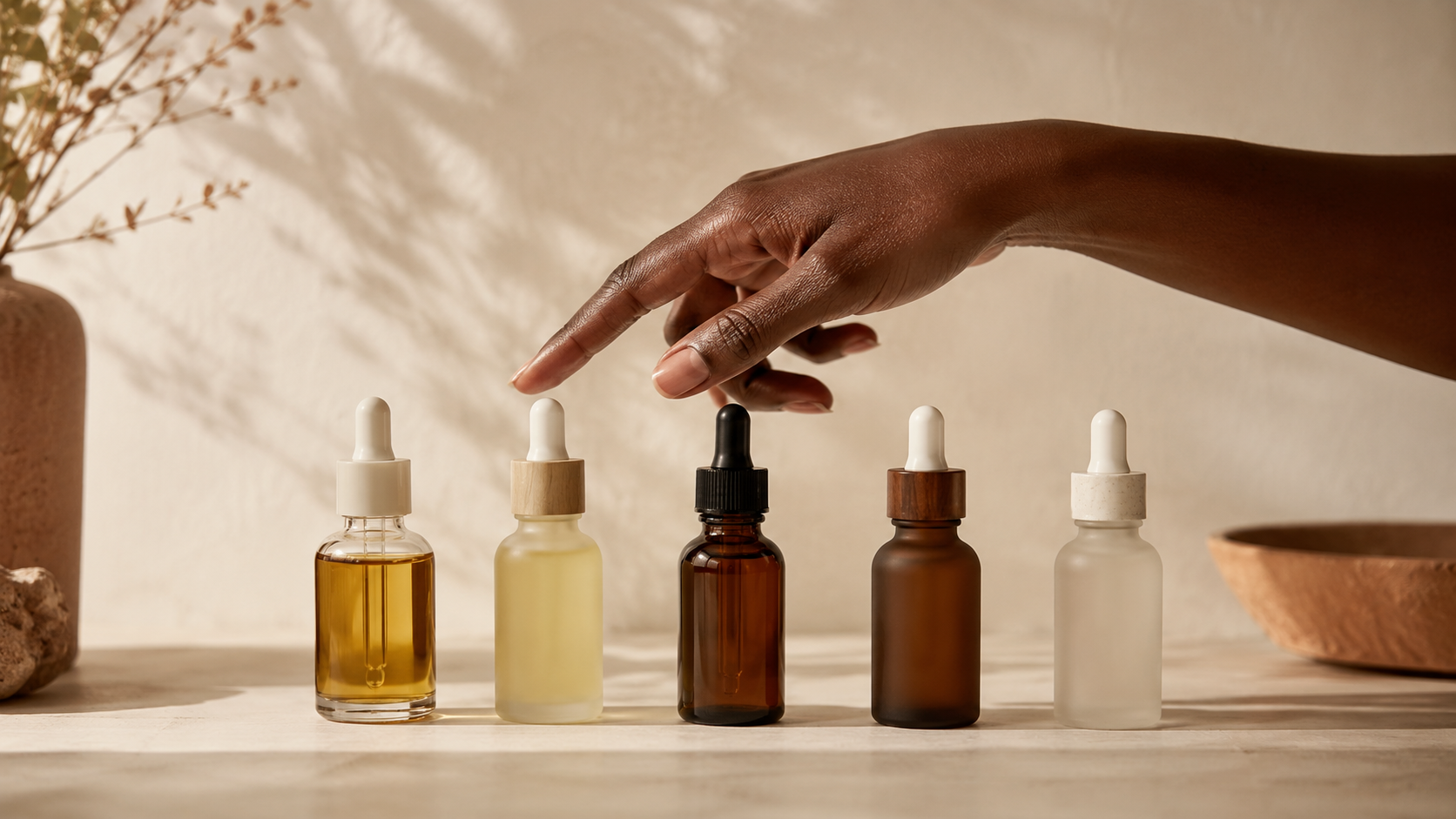 Vitamin C derivative products on a warm surface, ranked by evidence for melanated skin